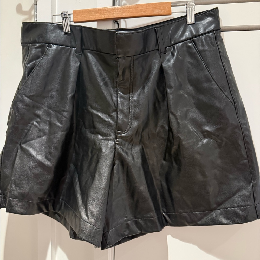 Black Leather Women Shorts